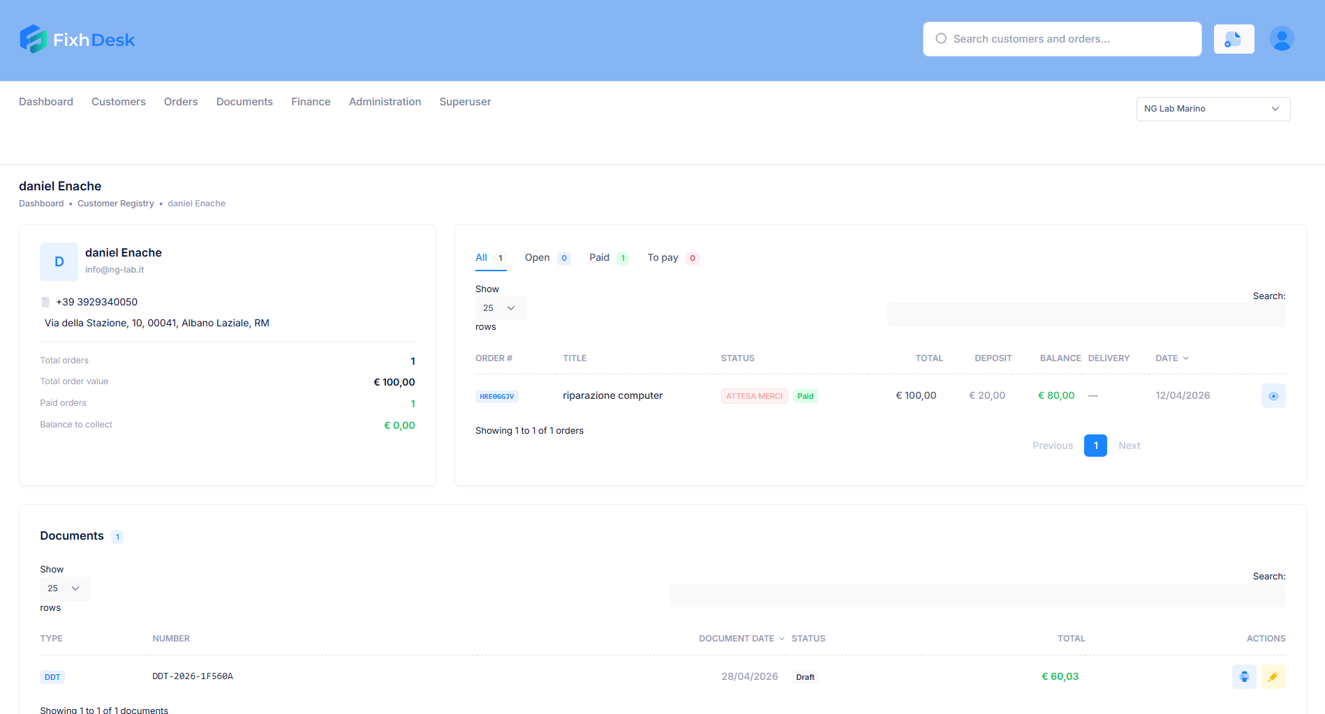 FixhDesk customers screenshot