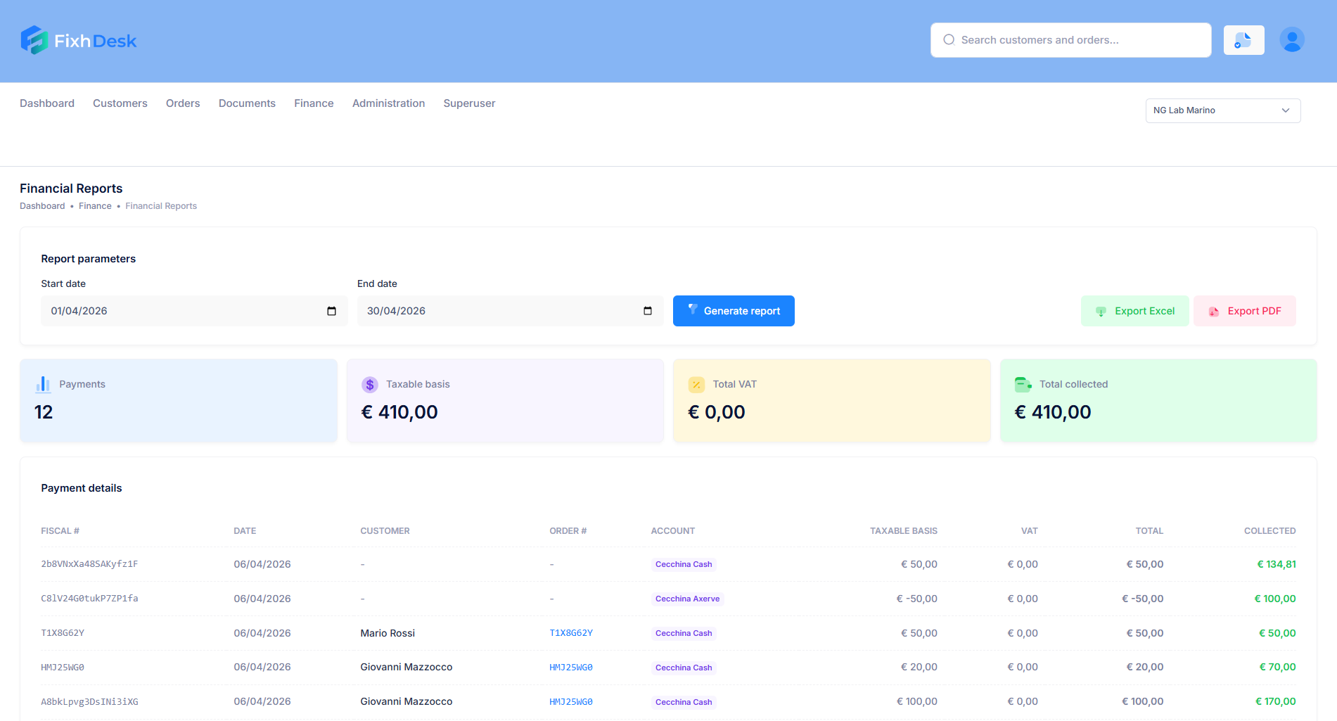 FixhDesk payments screenshot